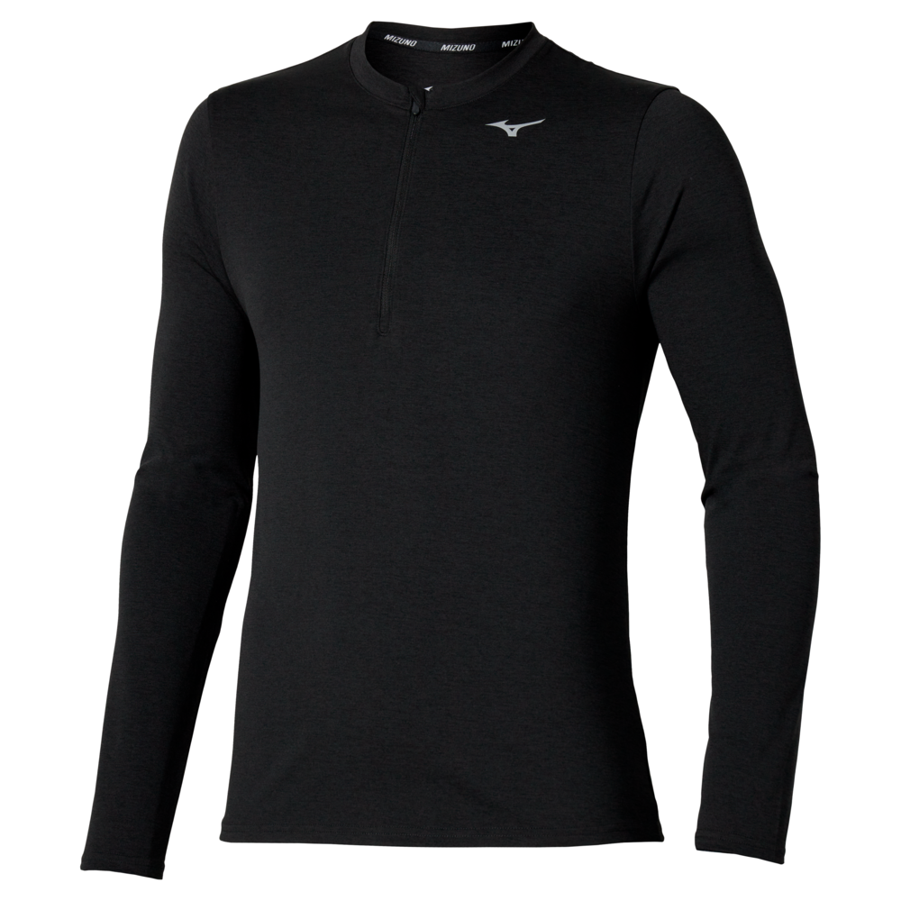 Mizuno Core Impulse Half Zip Long Sleeve Tee Schwarz Herren Grösse M